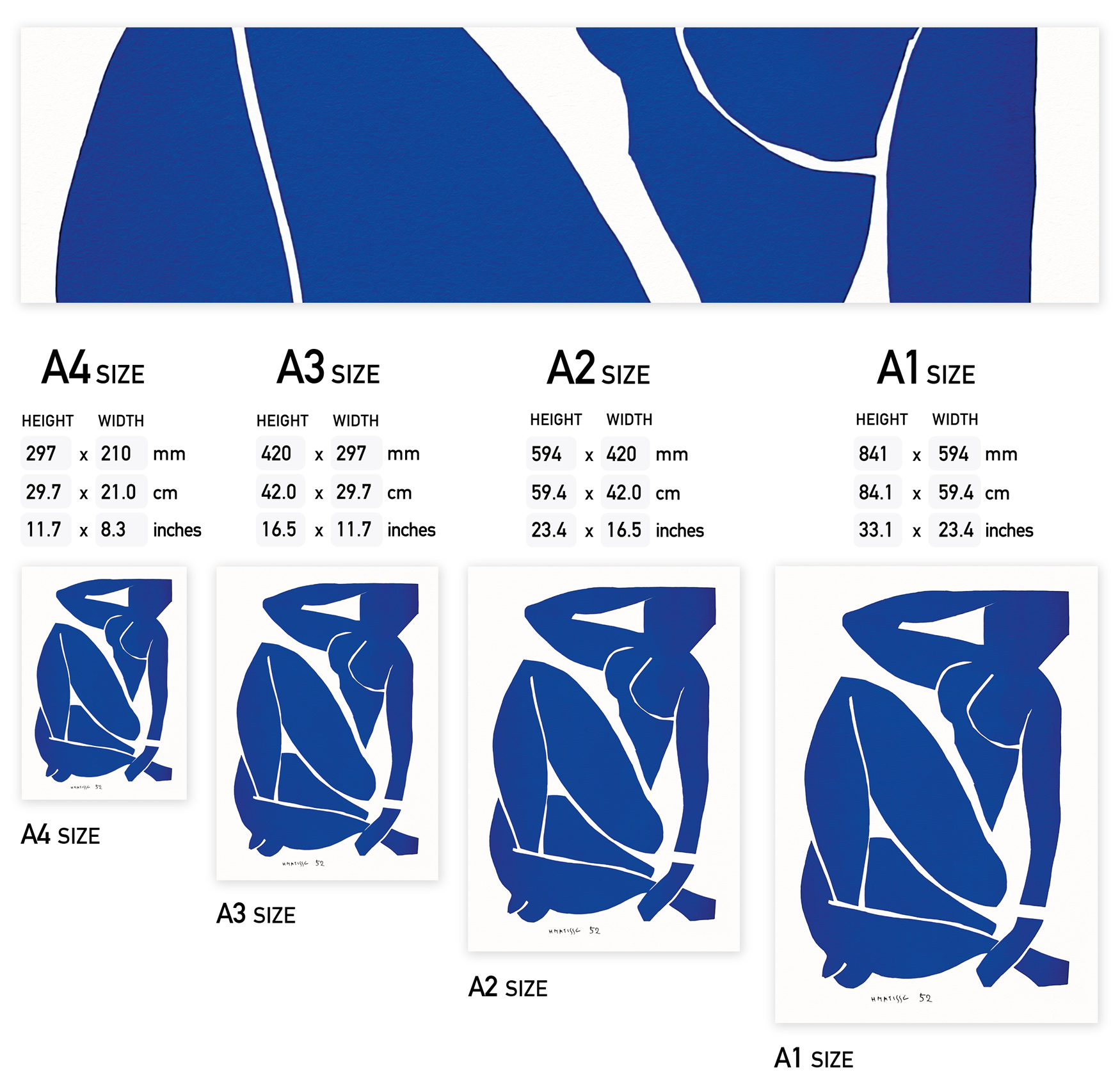 Henri Matisse 1952 Poster – A4, A3, A2 & A1 Sizes
