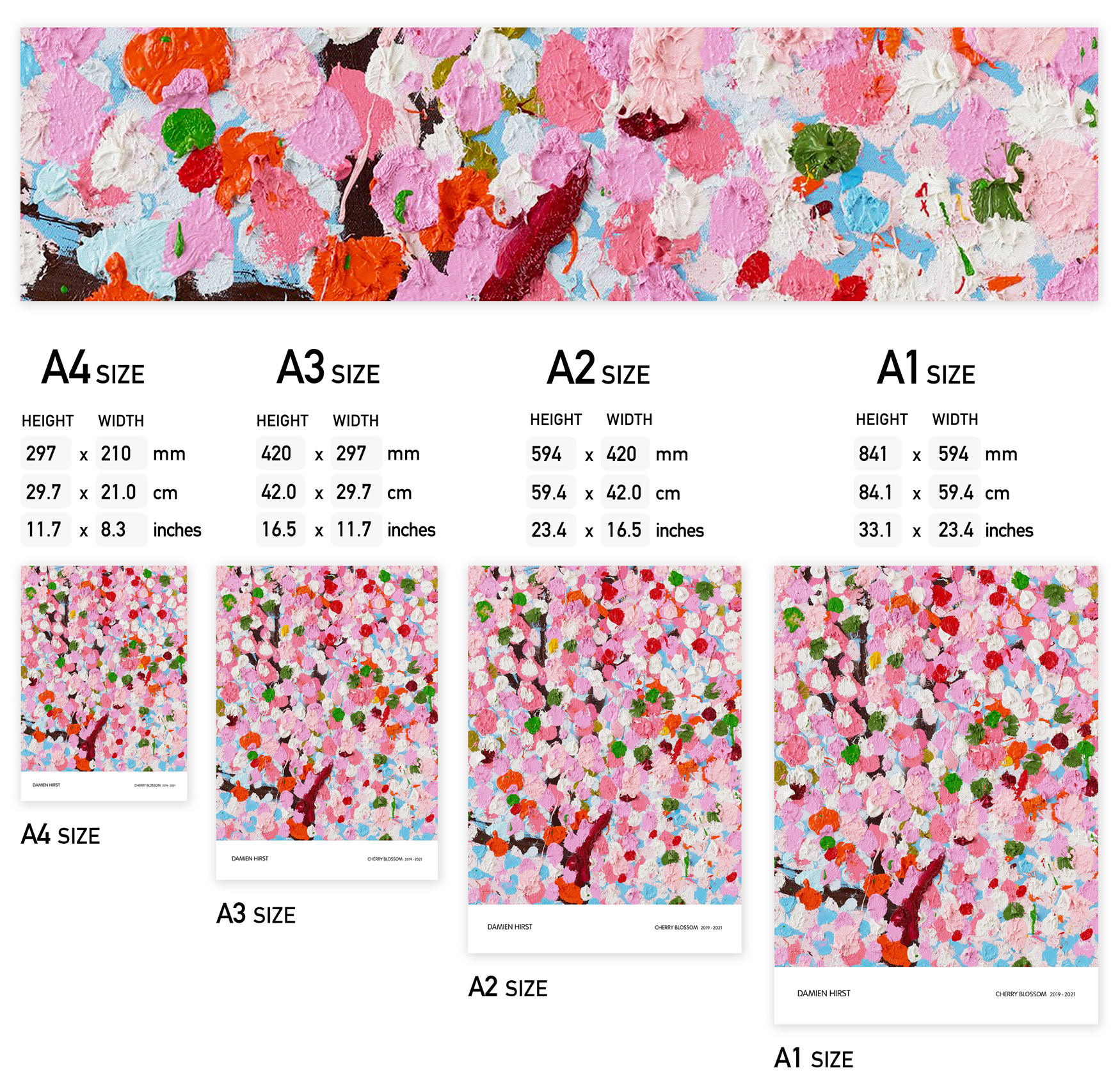 Shop for Damien Hirst, Cherry Blossom 2019 poster print. Limited Edition. Select A4, A3, A2 or A1 size poster.